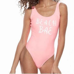 NWT SO “Beach Bae” One-Piece Swimsuit Size XS